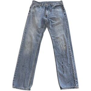 Levis 505 Jeans Mens 33x34 Light Wash Denim Paint Splatter Distressed Streetwear